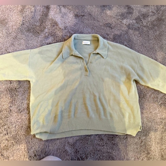 abercrombie sage green super soft polo sweater quarter button up - Picture 2 of 12